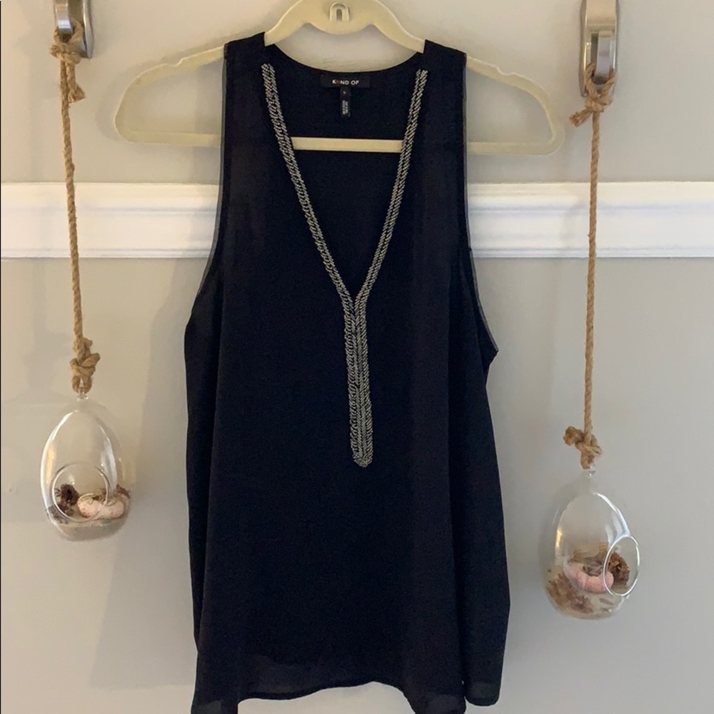 Razor back tank with beading